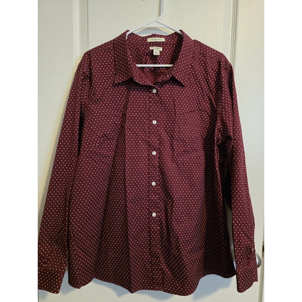L.L. Bean Men’s Long Sleeve Burgundy Button-Down Shirt Men's sz 3X. 301